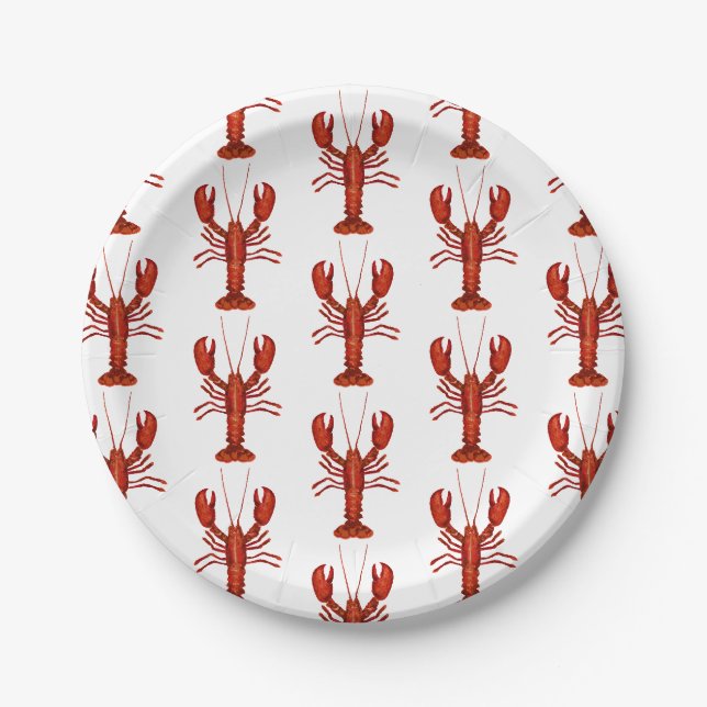Assiettes En Carton Peinture de homard Motif nautique Côte (Devant)