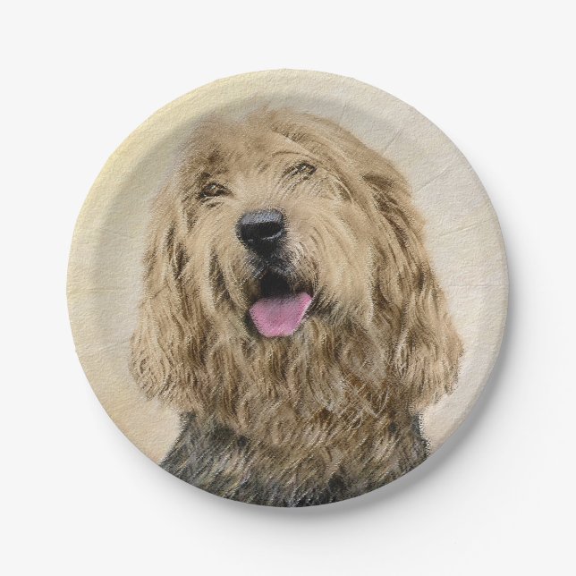 Assiettes En Carton Peinture d'Otterhound - Joli art original de chien (Devant)