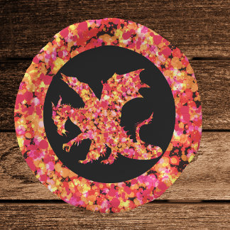 Assiettes En Carton Peinture Éclaboussée Dragon Rouge