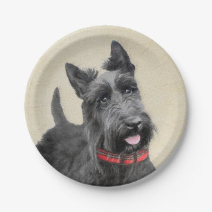 Assiettes En Carton Peinture écossaise Terrier - Cute Original Chien 