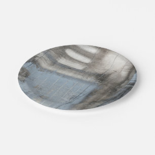 Assiettes En Carton Peinture grise et bleue abstraite
