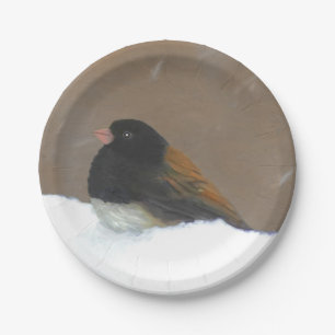 Assiettes En Carton Peinture Junco foncée - Art original pour oiseaux