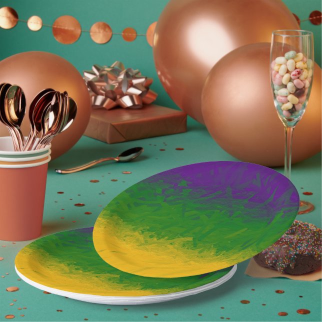 Assiettes En Carton Peinture Mardi Gras (Multi)