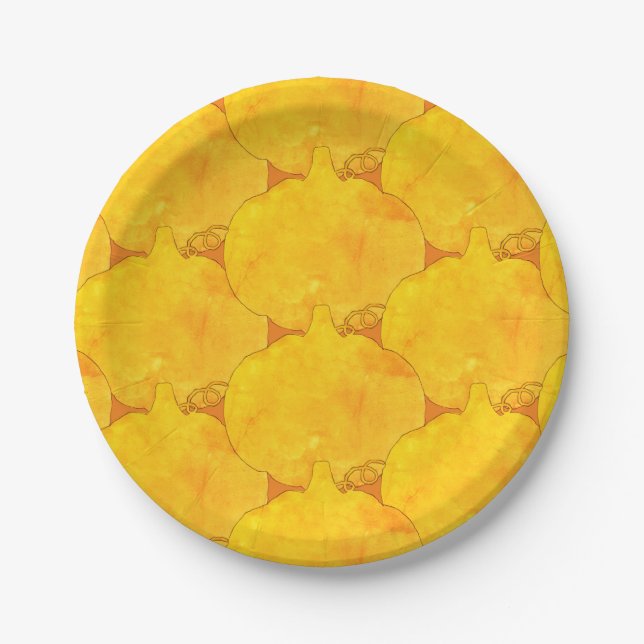Assiettes En Carton Peinture Motif citrouille aquarelle (Devant)