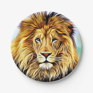 Assiettes En Carton Peinture principale de Digitals de lion