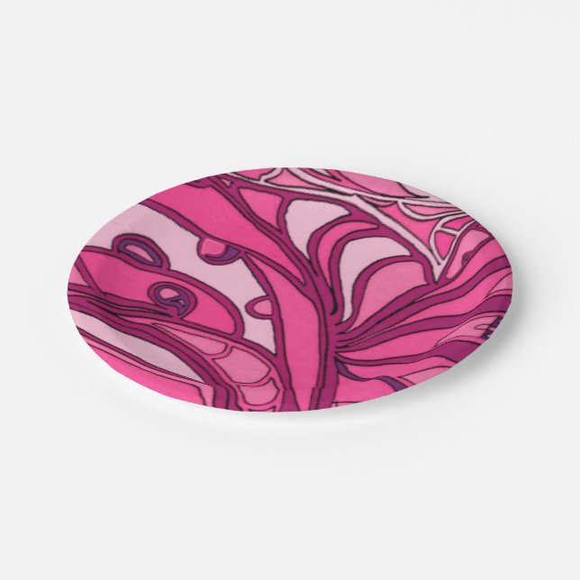 Assiettes En Carton Peinture rose abstraite de panneau (Angle)