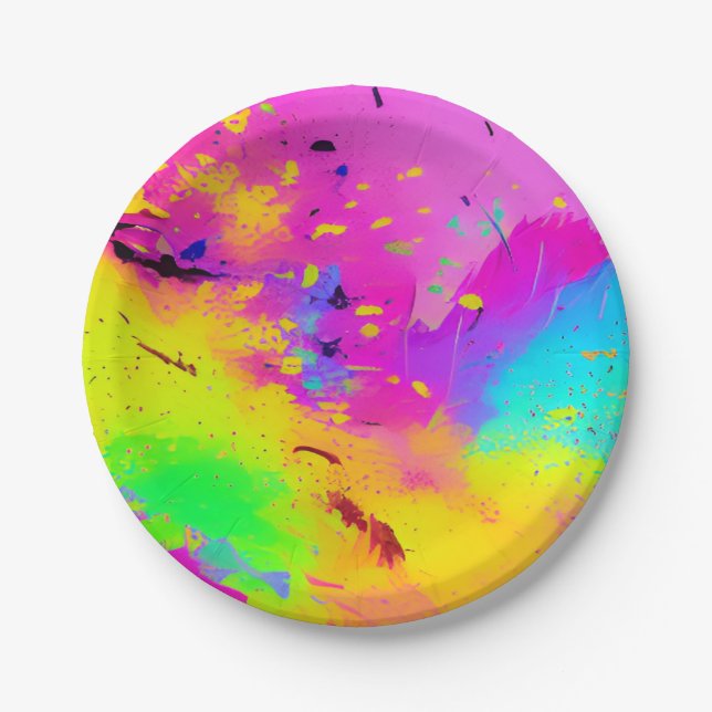 Assiettes En Carton Peinture rose Et Plus Abstraite (Devant)