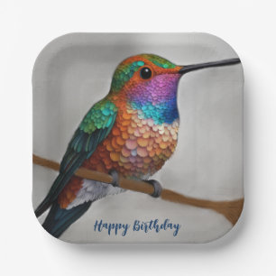 Assiettes En Carton Peinture vibrante de colibri d'Allen
