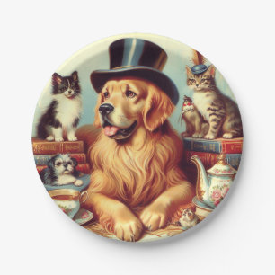 Assiettes En Carton Peinture Vintage de chien mignonne