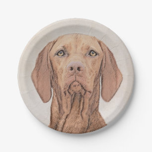 Assiettes En Carton Peinture Vizsla - Joli art original chien