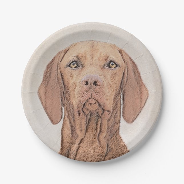 Assiettes En Carton Peinture Vizsla - Joli art original chien (Devant)