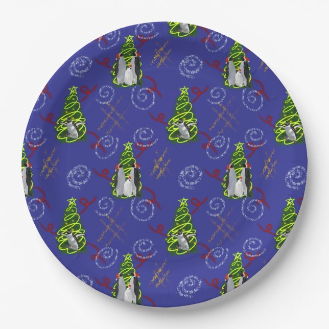 Assiettes En Carton Penguin Christmas (Devant)