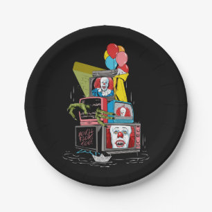 Assiettes En Carton Pennywise TV Stack classique - vous flotterez trop