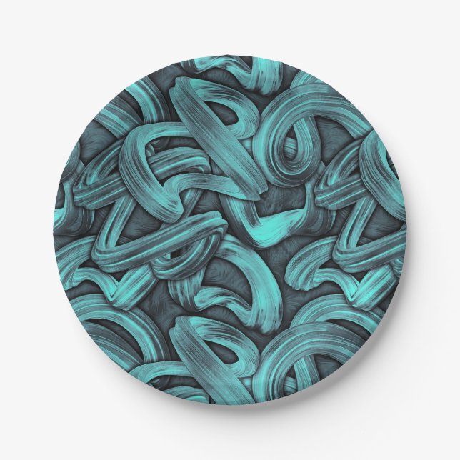 Assiettes En Carton pensée profonde - noir et turquoise : (Devant)