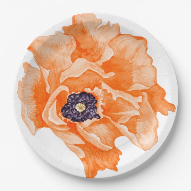 Assiettes En Carton Pépites Aquarelle Fleurs Plaques de papier (Devant)
