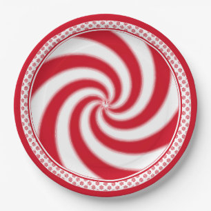 Assiettes En Carton Peppermenthe Candy Swirl Noël