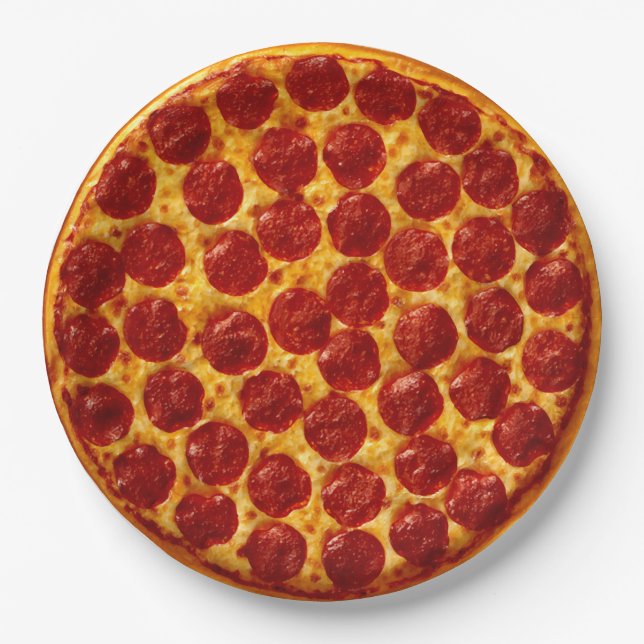 Assiettes En Carton Pepperoni Pizza  (Devant)