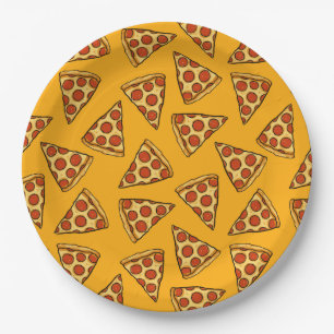 Assiettes En Carton Pepperoni Pizza Motif