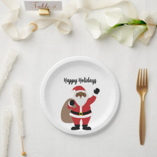 Assiettes En Carton Père Noël afro-américain