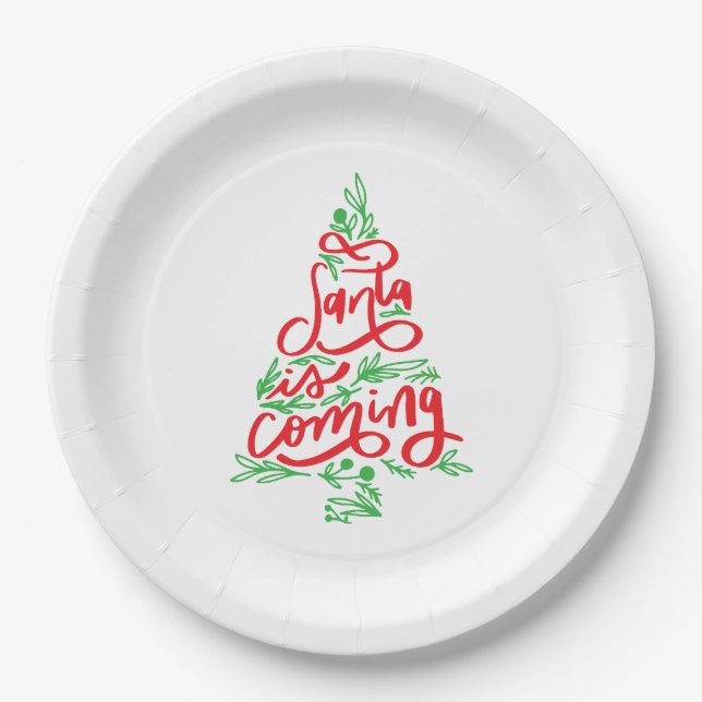 Assiettes En Carton père Noël arrive (Devant)