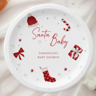 Assiettes En Carton Père Noël Baby Christmas Baby shower