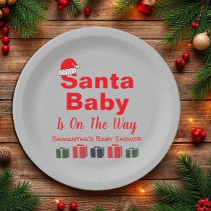 Assiettes En Carton Père Noël Baby Christmas Baby shower