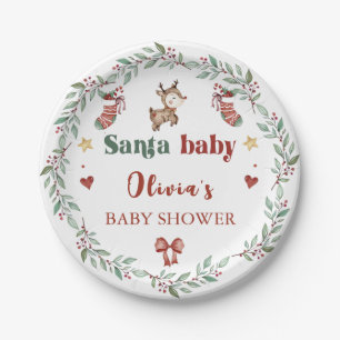 Assiettes En Carton Père Noël Baby Christmas Baby shower Plaques en pa