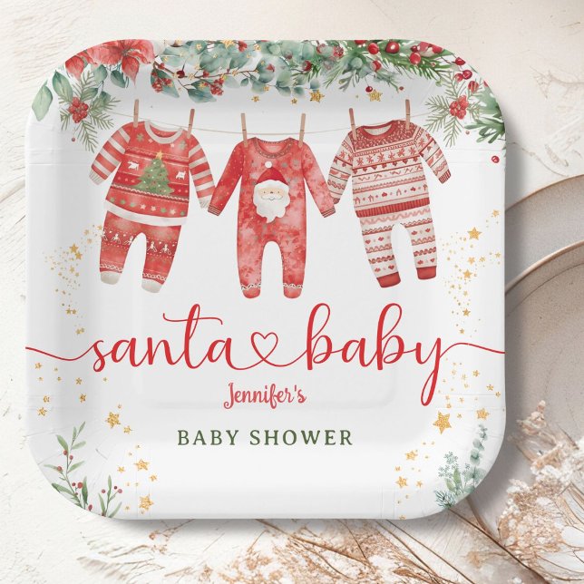 Assiettes En Carton Père Noël Baby shower Christmas Boy Paper (Créateur téléchargé)
