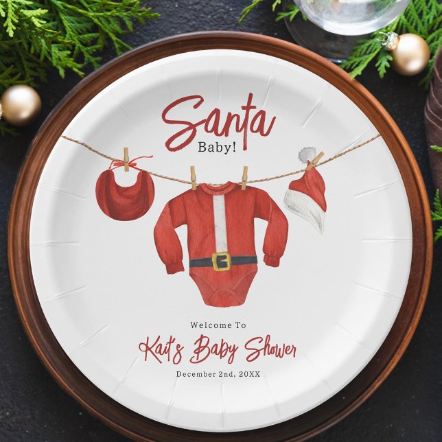 Assiettes En Carton Père Noël Baby shower Noël Bienvenue hiver (Créateur téléchargé)