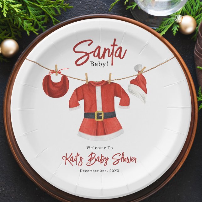 Assiettes En Carton Père Noël Baby shower Noël Vacances robe d'hiver (Créateur téléchargé)