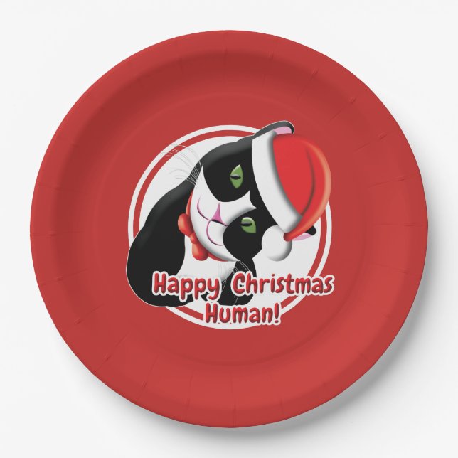 Assiettes En Carton Père Noël Cat (Devant)