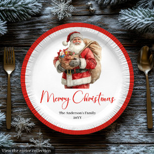 Assiettes En Carton Père Noël charmant aquarelle élégante pour le dîne