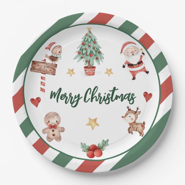 Assiettes En Carton Père Noël Cookies Noël fête d'anniversaire (Devant)