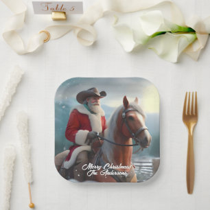 Assiettes En Carton Père Noël équitation Noël occidental