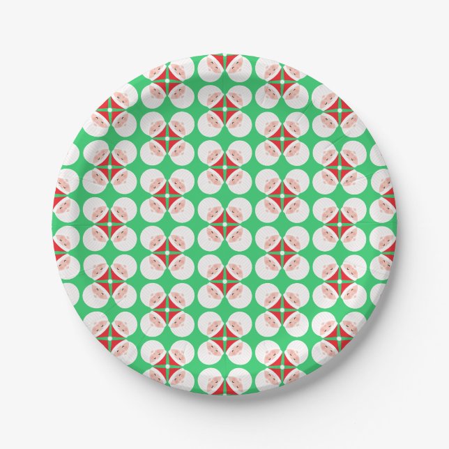 Assiettes En Carton Père Noël Head Noël (Devant)