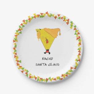 Assiettes En Carton Père Noël Nacho avec chips