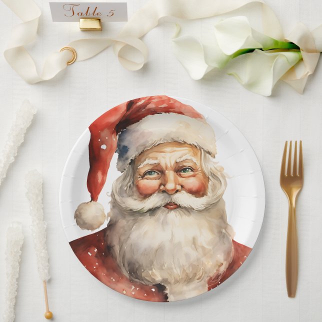 Assiettes En Carton Père Noël rétro (Mariage)