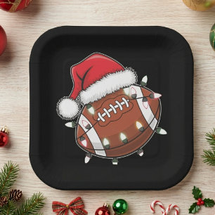 Assiettes En Carton Père Noël Sports Christmas American Football Lover