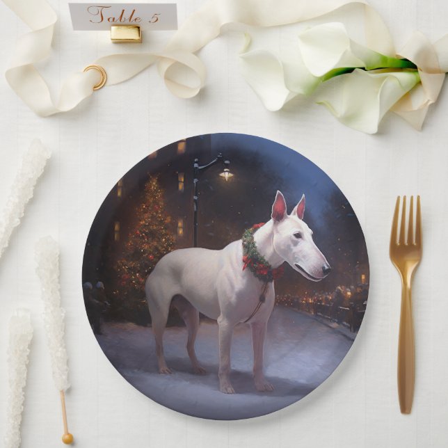 Assiettes En Carton Période de fêtes de Noël du Bull Terrier (Mariage)