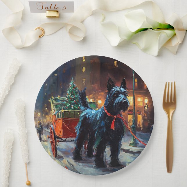 Assiettes En Carton Période de fêtes de Noël du Terrier Écossais (Mariage)