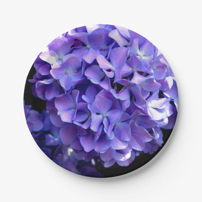 Assiettes En Carton Périwinkel hydrangeas fleurs violettes fleurs bleu (Devant)