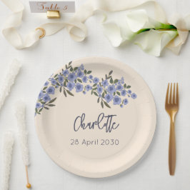 Assiettes En Carton Périwinkle Floral Blooms Moderne Personnalisé Nom