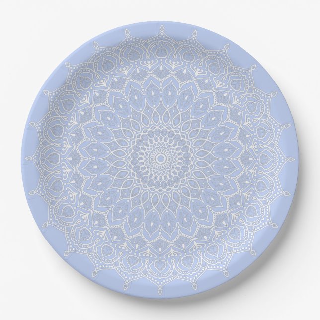 Assiettes En Carton Periwinkle Mandala - Bora in Juniper Berry (Devant)