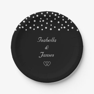 Assiettes En Carton Perles chic sur Mariage arrière - plan noir