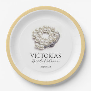 Assiettes En Carton Perles élégantes et Fête des mariées de poursuites