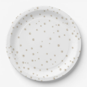 Assiettes En Carton Perles et Prosecco Elégante douche nuptiale