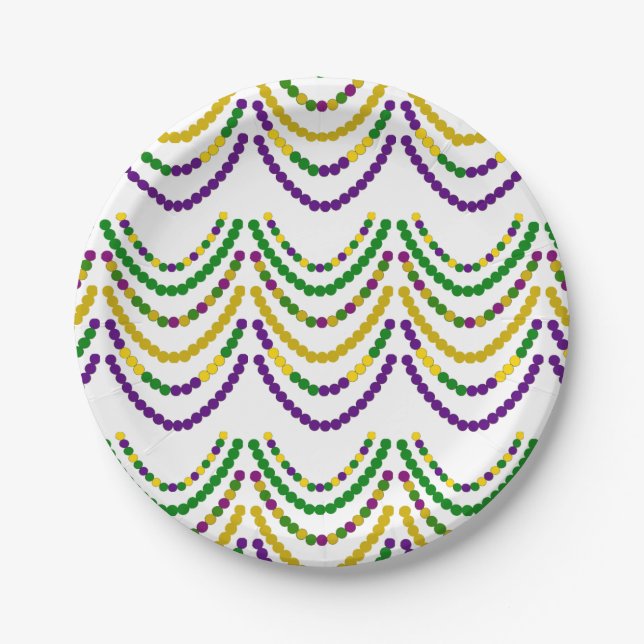 Assiettes En Carton Perles Mardi Grad (Devant)