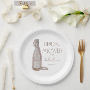 Assiettes En Carton Perles personnalisées + Fête des mariées Prosecco
