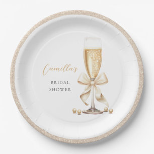 Assiettes En Carton Perles & Prosecco Nœud Papillon Enterrement de Vie