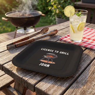 Assiettes En Carton Permis de Griller Chef Grillmaster Papa Cuisine